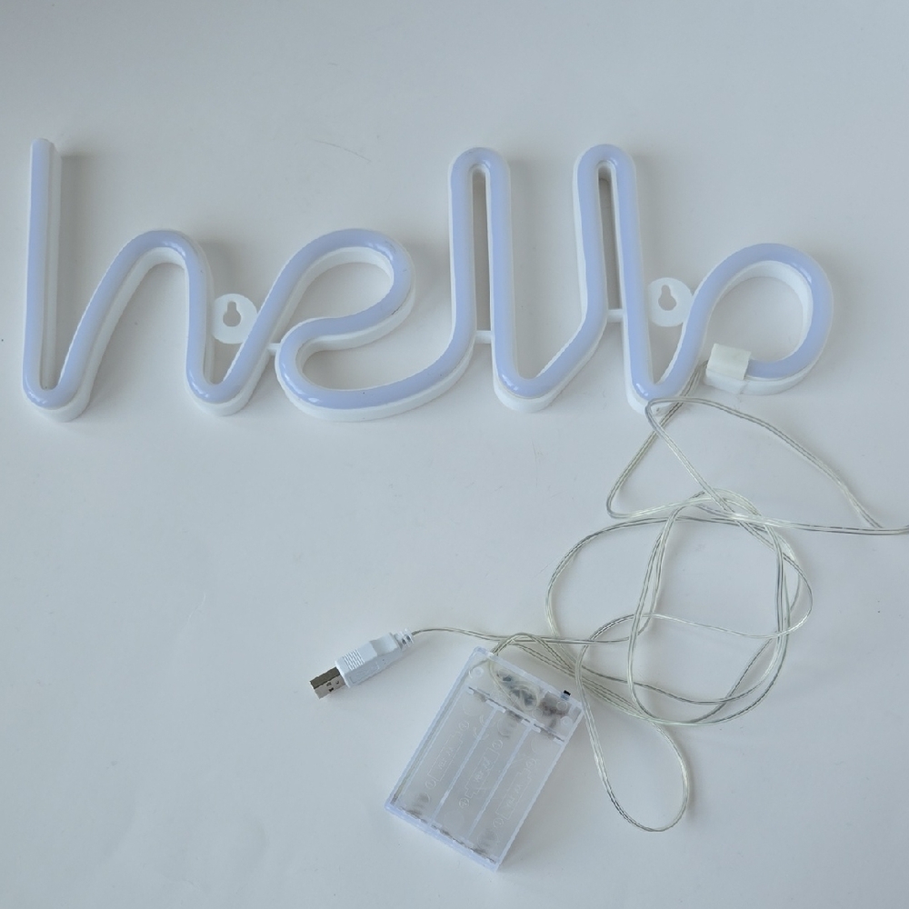 White LED 'Hello' Sign
